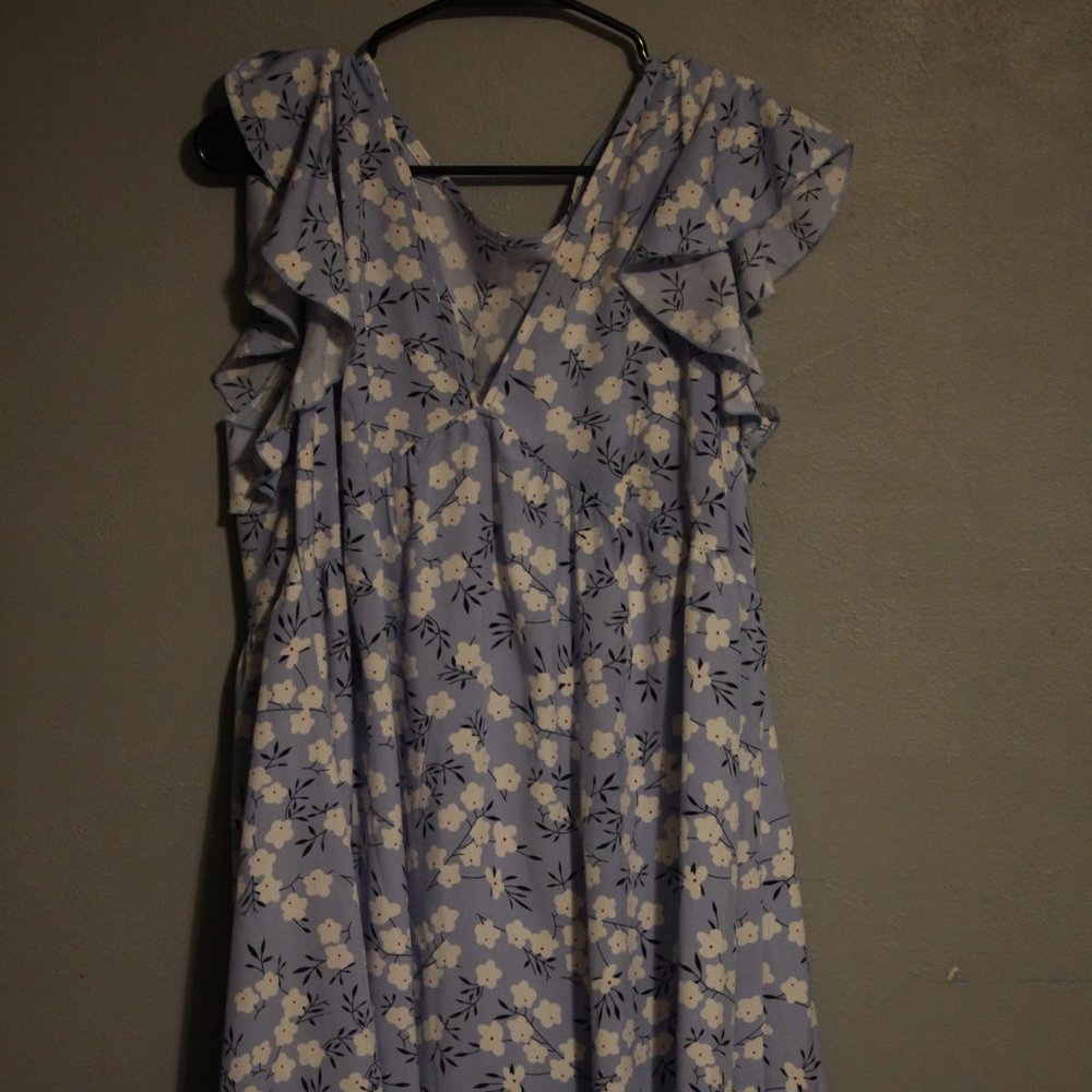 Floral Light Blue Easter Dress XL